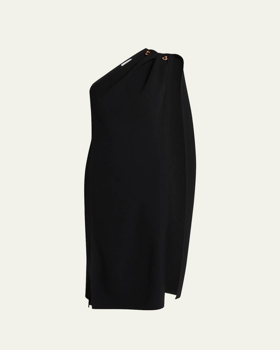 One-Shoulder Drape Slit Dress